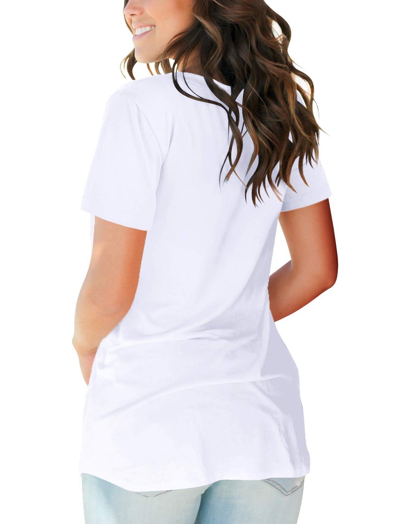 SAMPEEL Womens Shirts Tunic V Neck Spring Present Teen Tunic Tops Lightweight White L - Image 3